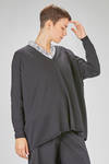 long and wide sweater in plain wool stitch - MANUELLE GUIBAL 