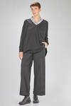 long and wide sweater in plain wool stitch - MANUELLE GUIBAL 