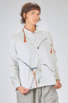 long and wide shirt in washed and printed cotton popeline - MANUELLE GUIBAL 