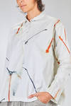 long and wide shirt in washed and printed cotton popeline - MANUELLE GUIBAL 
