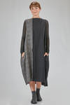 longuette dress, slim, in wool, viscose and silk patchwork - MARC LE BIHAN 