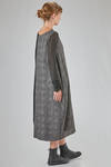 longuette dress, slim, in wool, viscose and silk patchwork - MARC LE BIHAN 