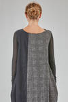 longuette dress, slim, in wool, viscose and silk patchwork - MARC LE BIHAN 