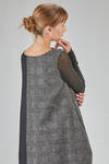 longuette dress, slim, in wool, viscose and silk patchwork - MARC LE BIHAN 