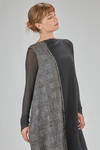 longuette dress, slim, in wool, viscose and silk patchwork - MARC LE BIHAN 