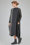 longuette dress, slim, in wool, viscose and silk patchwork - MARC LE BIHAN 