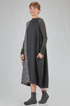 longuette dress, slim, in wool, viscose and silk patchwork - MARC LE BIHAN 