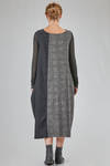 longuette dress, slim, in wool, viscose and silk patchwork - MARC LE BIHAN 