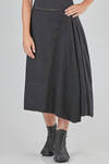 under the knee skirt, wide and asymmetric, in washed wool gauze - MARC LE BIHAN 