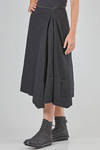 under the knee skirt, wide and asymmetric, in washed wool gauze - MARC LE BIHAN 