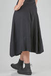 under the knee skirt, wide and asymmetric, in washed wool gauze - MARC LE BIHAN 