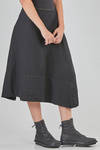 under the knee skirt, wide and asymmetric, in washed wool gauze - MARC LE BIHAN 