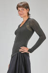 t-shirt al fianco, asciutta, in jersey di viscosa, lana ed elastan - MARC LE BIHAN 