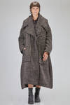 long and oversize coat, in pepper and salt wool, acrylic, polyamide and polyester bouclé - RUNDHOLZ 