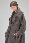 long and oversize coat, in pepper and salt wool, acrylic, polyamide and polyester bouclé - RUNDHOLZ 
