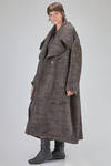long and oversize coat, in pepper and salt wool, acrylic, polyamide and polyester bouclé - RUNDHOLZ 