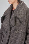 long and oversize coat, in pepper and salt wool, acrylic, polyamide and polyester bouclé - RUNDHOLZ 