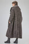 long and oversize coat, in pepper and salt wool, acrylic, polyamide and polyester bouclé - RUNDHOLZ 