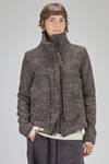 hip-lenght caban, lean, in pepper and salt wool, acrylic, polyamide and polyester bouclé - RUNDHOLZ 