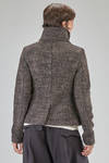 hip-lenght caban, lean, in pepper and salt wool, acrylic, polyamide and polyester bouclé - RUNDHOLZ 