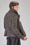 hip-lenght caban, lean, in pepper and salt wool, acrylic, polyamide and polyester bouclé - RUNDHOLZ 