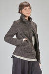 hip-lenght caban, lean, in pepper and salt wool, acrylic, polyamide and polyester bouclé - RUNDHOLZ 