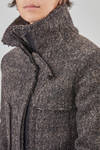 hip-lenght caban, lean, in pepper and salt wool, acrylic, polyamide and polyester bouclé - RUNDHOLZ 