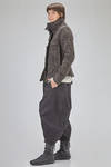 hip-lenght caban, lean, in pepper and salt wool, acrylic, polyamide and polyester bouclé - RUNDHOLZ 