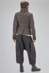 hip-lenght caban, lean, in pepper and salt wool, acrylic, polyamide and polyester bouclé - RUNDHOLZ 