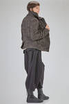 hip-lenght caban, lean, in pepper and salt wool, acrylic, polyamide and polyester bouclé - RUNDHOLZ 