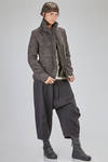 hip-lenght caban, lean, in pepper and salt wool, acrylic, polyamide and polyester bouclé - RUNDHOLZ 