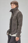 hip-lenght caban, lean, in pepper and salt wool, acrylic, polyamide and polyester bouclé - RUNDHOLZ 