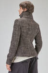 hip-lenght caban, lean, in pepper and salt wool, acrylic, polyamide and polyester bouclé - RUNDHOLZ 