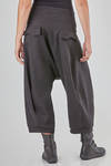 short and wide trousers in linen and wool twill - RUNDHOLZ 