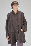 oversize overcoat-caban, knee length, in washed and melange linen, cotton and wool gauze - RUNDHOLZ 