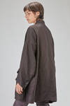 oversize overcoat-caban, knee length, in washed and melange linen, cotton and wool gauze - RUNDHOLZ 