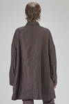 oversize overcoat-caban, knee length, in washed and melange linen, cotton and wool gauze - RUNDHOLZ 