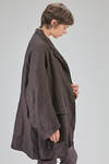 oversize overcoat-caban, knee length, in washed and melange linen, cotton and wool gauze - RUNDHOLZ 