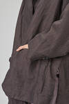 oversize overcoat-caban, knee length, in washed and melange linen, cotton and wool gauze - RUNDHOLZ 
