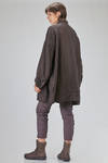 oversize overcoat-caban, knee length, in washed and melange linen, cotton and wool gauze - RUNDHOLZ 