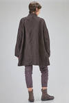 oversize overcoat-caban, knee length, in washed and melange linen, cotton and wool gauze - RUNDHOLZ 