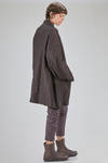 oversize overcoat-caban, knee length, in washed and melange linen, cotton and wool gauze - RUNDHOLZ 