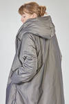over the knee coat, wide and flared, in iridescent padded polyester satin - SHU MORIYAMA 