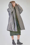over the knee coat, wide and flared, in iridescent padded polyester satin - SHU MORIYAMA 