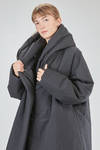 over the knee coat, wide and flared, in matte wool and polyester canvas - SHU MORIYAMA 