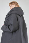 over the knee coat, wide and flared, in matte wool and polyester canvas - SHU MORIYAMA 
