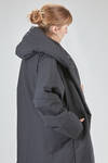 over the knee coat, wide and flared, in matte wool and polyester canvas - SHU MORIYAMA 