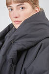over the knee coat, wide and flared, in matte wool and polyester canvas - SHU MORIYAMA 