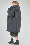 over the knee coat, wide and flared, in matte wool and polyester canvas - SHU MORIYAMA 