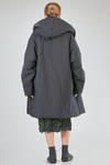 over the knee coat, wide and flared, in matte wool and polyester canvas - SHU MORIYAMA 
